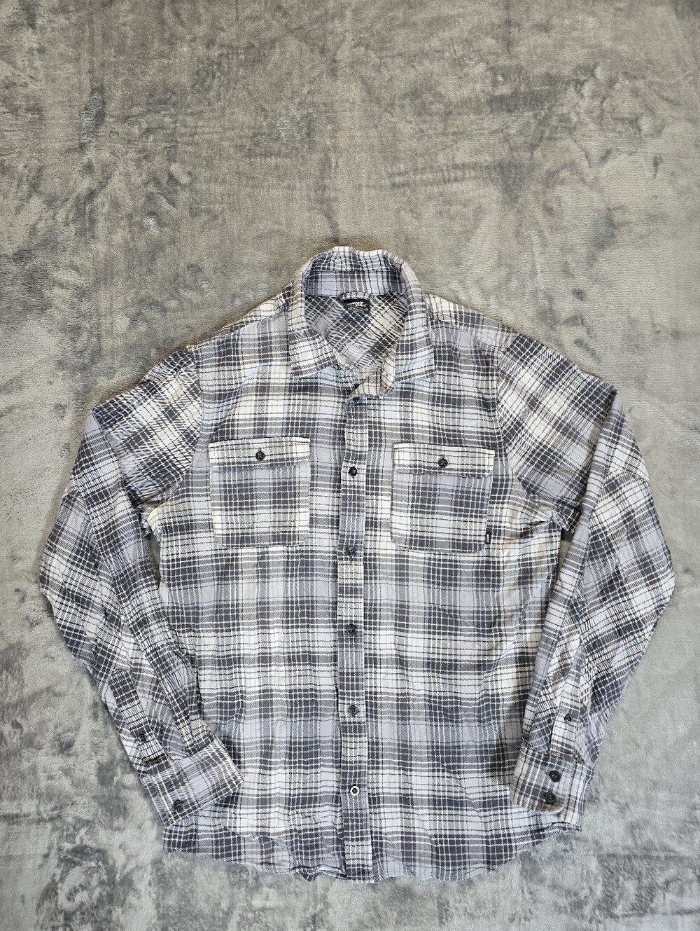 Nike SB Skateboarding Plaid Flannel Button Up Shirt Size Medium Black Gray